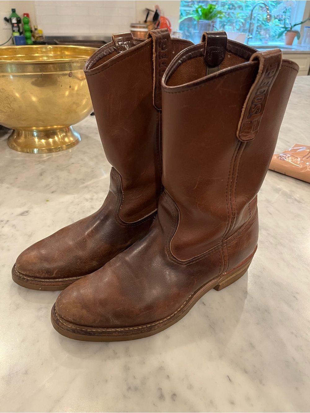 Red Wing Pecos 1155 8.5D Brown Leather Pull on Boots USA